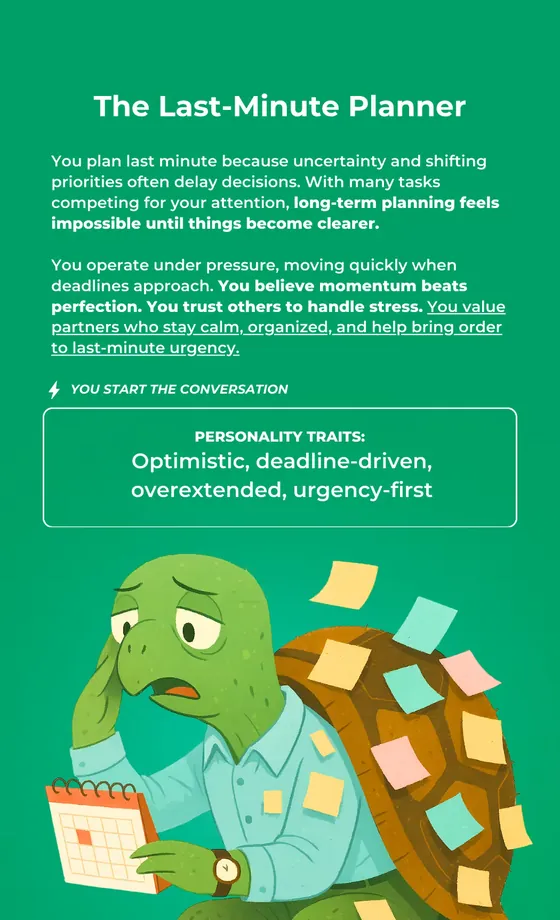 The Last-Minute Planner persona card
