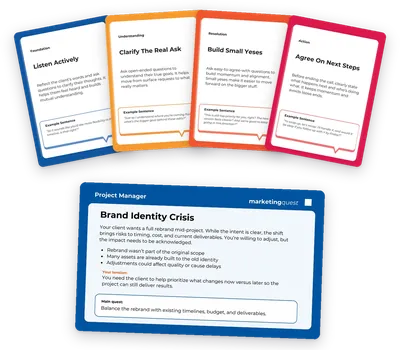 The project manager's four Strategy cards, one per suite